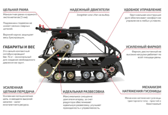 Мотобуксировщик НОРКА 380 MINI 9 л.с. в Тобольске