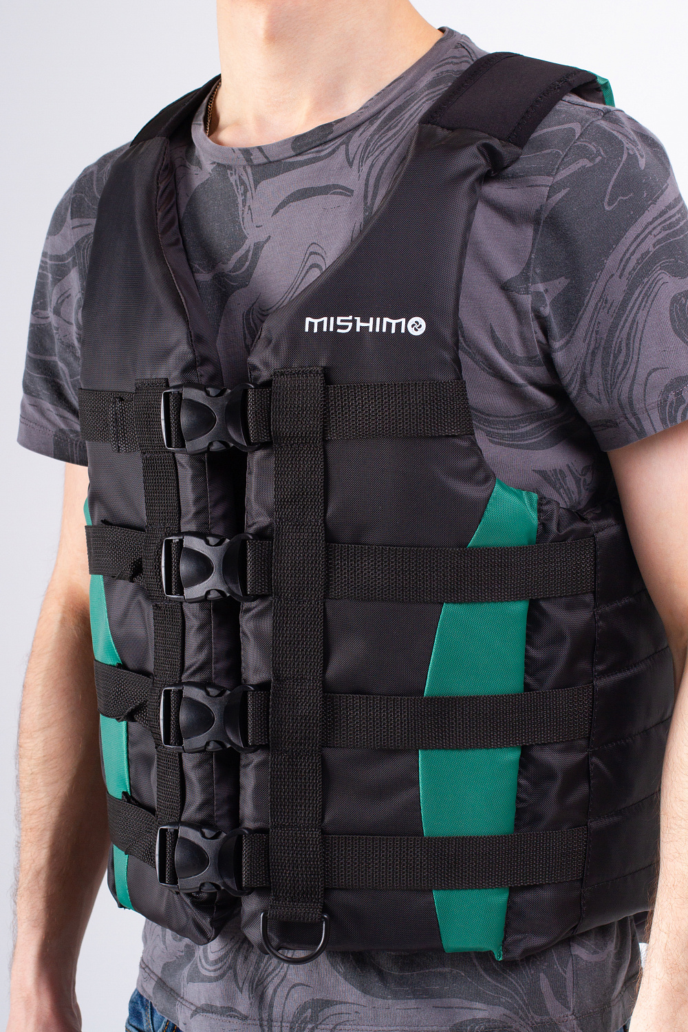 Жилет спасательный MISHIMO PRO Премиум качества Черно-зеленый в Тобольске